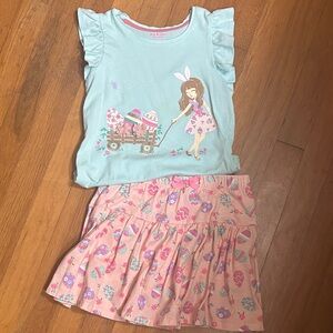 Isaac Mizrahi Easter egg Mint Green Top and skort with Pink Accents size 7/8